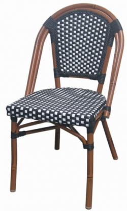 Aluminum Bamboo Patio Chair with Black & White Rattan