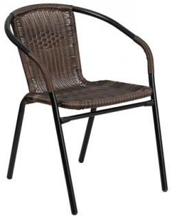 Dark Brown Indoor-Outdoor Rattan Restaurant Chair