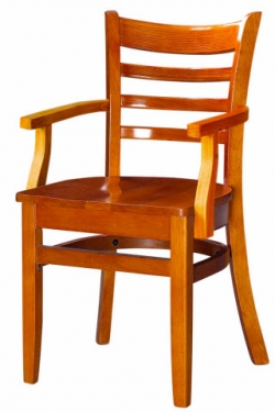 Ladder Back Wood Chair with Arms