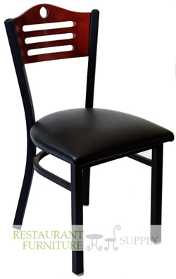 Interchangeable Back Metal Chair with Slats & Circle