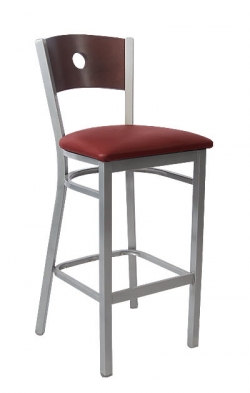 Silver Back Metal Bar Stool with a Circled Back