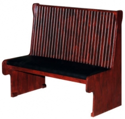 Wood Bench with Padded Seat & Bead Board Back