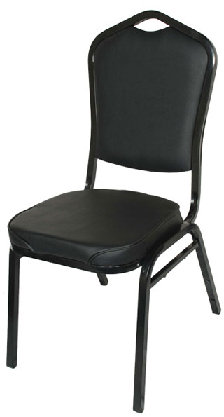 Stack Chair with Black Frame Finish and Black Vinyl