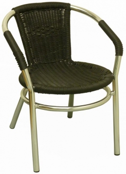 Aluminum Patio Arm Chair with Black Faux Rattan
