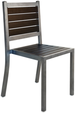 Faux-Teak and Metal Patio Chair