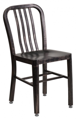 Patio Metal Chair in Distressed Black Finish