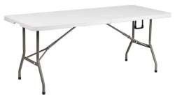Bi-Fold Granite White Plastic Folding Table