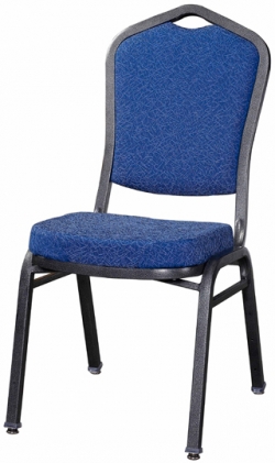 Premium Metal Stack Chair - Silver Vein Frame with Blue 2413 Fabric