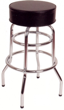 Chrome Backless Swivel Barstool with a Single/Double Ring