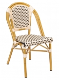 Aluminum Bamboo Patio Chair with Black and Cream Faux Rattan