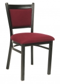 Black Metal Chair with Burgundy Fabric Seat and Back
