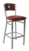Grey Finish Interchangeable Back Metal Bar Stool with a Star in The Back
