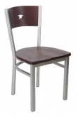 Grey Finish Interchangeable Back Metal Chair with a Star in The Back