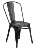 Distressed Black Bistro Style Metal Chair