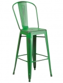 Distressed Green Bistro Style Bar Stool