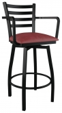 Swivel Ladder Back Metal Bar Stool With Arms