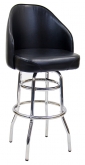 Chrome Swivel Bar Stool with Double Ring and Extra Curved Seat