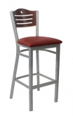 Silver Metal Bar Stool with Circle & 3 Slats in Back