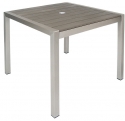 Aluminum Patio Table in Grey Finish with Faux Teak Slats