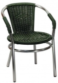 Aluminum Patio Arm Chair with Green Faux Rattan