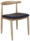 Wood Grain Metal Chair in Natural Finish with Black Vinyl Seat