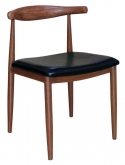 Wood Grain Metal Chair in Walnut Finish with Black Vinyl Seat