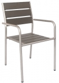 Aluminum Patio Arm Chair with Grey Faux Teak