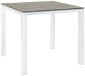 White Patio Table with Grey Faux Teak Top