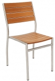 Stainless Steel Patio Chair with Faux Teak Seat and Back