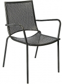 Stackable Iron Patio Arm Chair with Iron Mesh Seat and Back