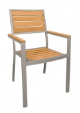 Natural Faux-Teak and Metal Patio Chair