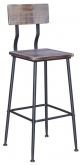 Industrial Series Black Metal Bar Stool with Wood Back & Seat in Distressed Walnut Finish