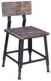 Industrial Series Black Metal Chair with Wood Back & Seat in Distressed Walnut Finish