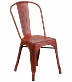 Bistro Style Metal Chair in Distressed Red Finish