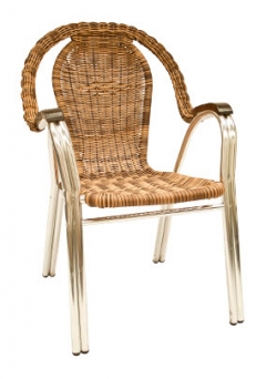 Aluminum and Wicker Patio Chair with High Back